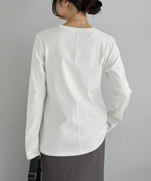 RIVE DROITE（リヴドロワ）の「MYSELFbyRD/PATCHING LONG TEE（Tシャツ/カットソー・レディース・オフホワイト/チャコールグレー・FREE）」の20枚目の写真