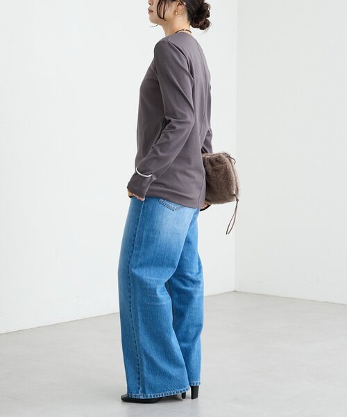 RIVE DROITE（リヴドロワ）の「MYSELFbyRD/PATCHING LONG TEE（Tシャツ/カットソー・レディース・オフホワイト/チャコールグレー・FREE）」の8枚目の写真