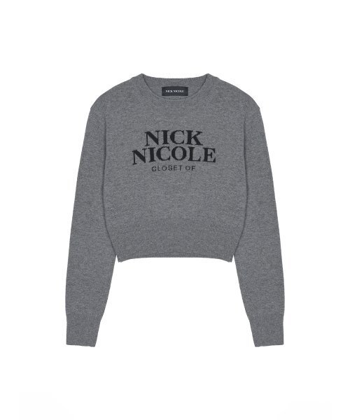 NICK&NICOLE(ニックアンドニコール)の「CASHMERE NICOLE LOGO CROP JACQUARD KNIT_GRAY(ニット/セーター・レディース・その他・FREE)」の5枚目の写真