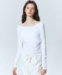 HALTERNECK LAYERED LONG SLEEVED TEE_IVORY