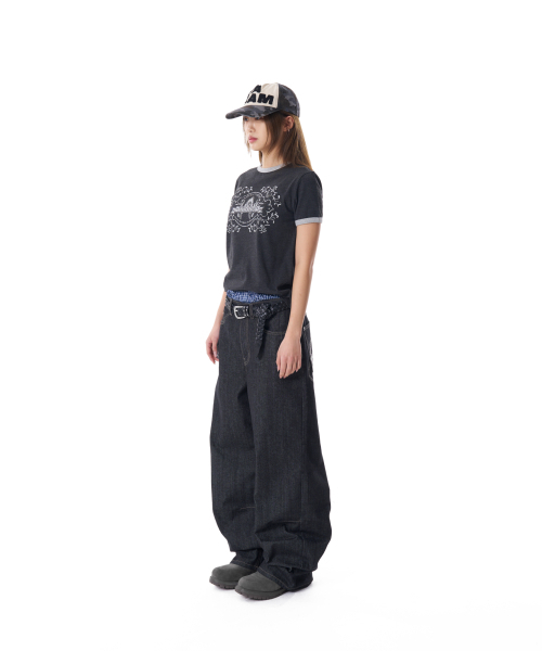 AAKAM(アーカム)の「Stamp Printed Ringer Top (Dark Gray)(Tシャツ/カットソー・レディース・その他・1/2)」の5枚目の写真