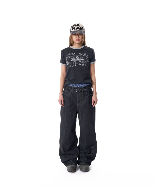 AAKAM(アーカム)の「Stamp Printed Ringer Top (Dark Gray)(Tシャツ/カットソー・レディース・その他・1/2)」の6枚目の写真