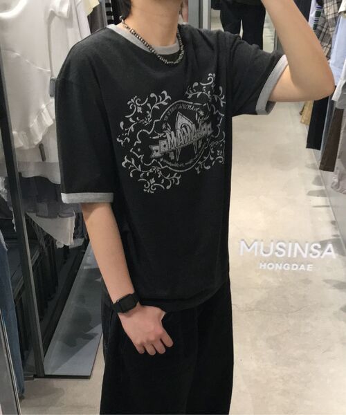 AAKAM(アーカム)の「Stamp Printed Ringer Top (Dark Gray)(Tシャツ/カットソー・レディース・その他・1/2)」の13枚目の写真