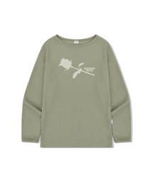 ESCAPEFROM（エスケープフロム）の「ローズフォーユー プリント ワッフル ボートネック ロングスリーブ カーキ（Tシャツ/カットソー）」