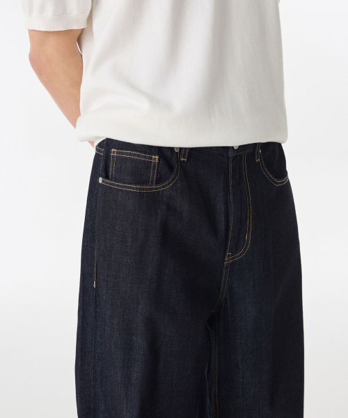 MUSINSA STANDARD（ムシンサスタンダード）の「ライトウェイトビッグワイドデニムパンツ[ディープインディゴ]（デニムパンツ・メンズ・その他・40/38/42/36/34/32/30/31/33/26/27/28/29）」の4枚目の写真