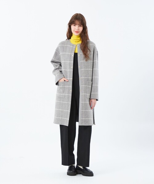MACKINTOSH PHILOSOPHY（ﾏｯｷﾝﾄｯｼｭ ﾌｨﾛｿﾌｨｰ）の「【IVENREY(イベンリー)】ライトメルトン製（ノーカラーコート・レディース・グレー系その他/ブラウン・38/36）」の3枚目の写真