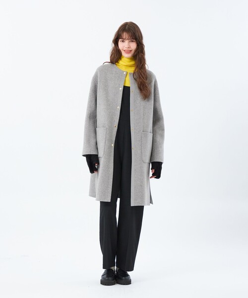 MACKINTOSH PHILOSOPHY（ﾏｯｷﾝﾄｯｼｭ ﾌｨﾛｿﾌｨｰ）の「【IVENREY(イベンリー)】ライトメルトン製（ノーカラーコート・レディース・グレー系その他/ブラウン・38/36）」の4枚目の写真