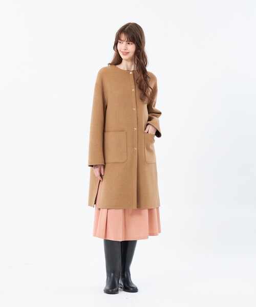 MACKINTOSH PHILOSOPHY（ﾏｯｷﾝﾄｯｼｭ ﾌｨﾛｿﾌｨｰ）の「【IVENREY(イベンリー)】ライトメルトン製（ノーカラーコート・レディース・グレー系その他/ブラウン・38/36）」の6枚目の写真
