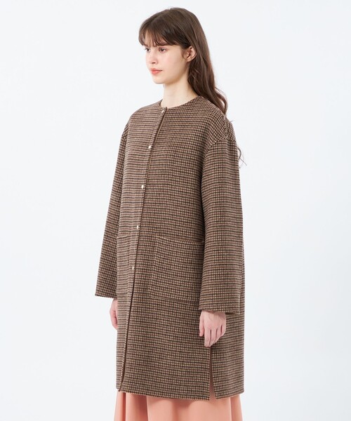 MACKINTOSH PHILOSOPHY（ﾏｯｷﾝﾄｯｼｭ ﾌｨﾛｿﾌｨｰ）の「【IVENREY(イベンリー)】ライトメルトン製（ノーカラーコート・レディース・グレー系その他/ブラウン・38/36）」の8枚目の写真