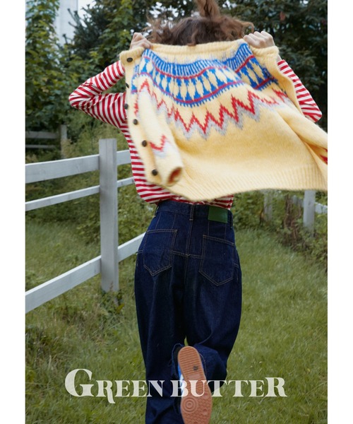GREEN BUTTER（グリーンバター）の「Color Way Nordic カーディガン（カーディガン/ボレロ・レディース・イエロー・FREE）」の7枚目の写真