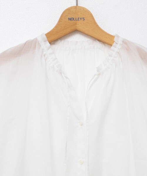 セール】ウォッシャブルシアーコットンフリル襟ブラウス（シャツ