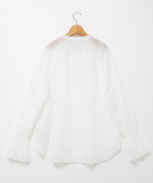 セール】ウォッシャブルシアーコットンフリル襟ブラウス（シャツ