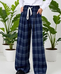 チェック柄ワイドパンツ