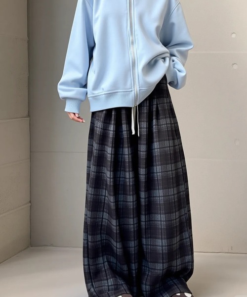 cammie(キャミー)の「チェック柄ワイドパンツ(その他パンツ・レディース・ブラウン/ブラック/ネイビー・L/M)」の9枚目の写真