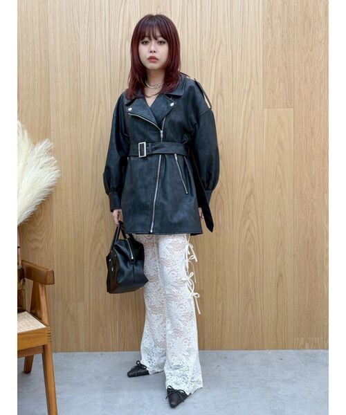 EVRIS（エヴリス）の「オーバーサイズライダースジャケット（ライダースジャケット・レディース・ホワイト/ブラック・FREE）」の7枚目の写真