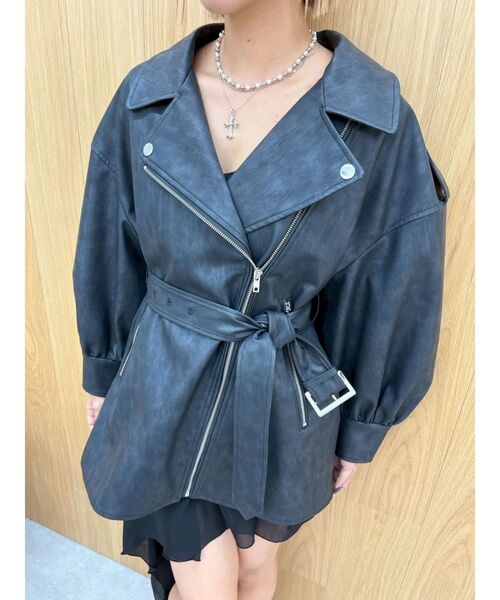 EVRIS（エヴリス）の「オーバーサイズライダースジャケット（ライダースジャケット・レディース・ホワイト/ブラック・FREE）」の13枚目の写真