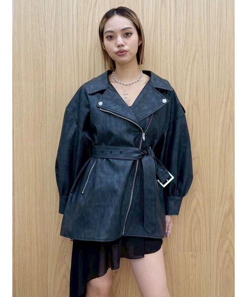 EVRIS（エヴリス）の「オーバーサイズライダースジャケット（ライダースジャケット・レディース・ホワイト/ブラック・FREE）」の12枚目の写真