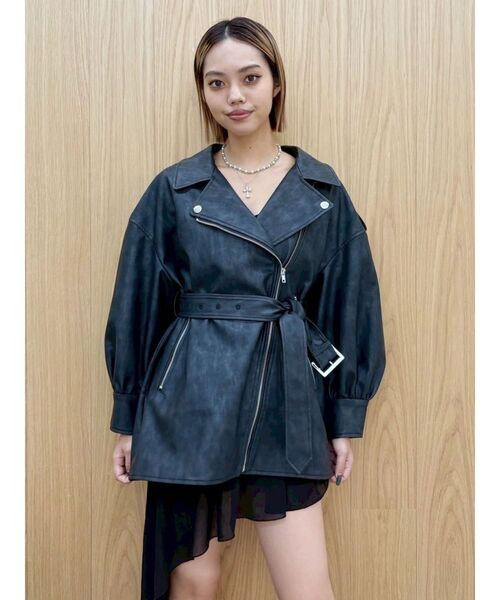 EVRIS（エヴリス）の「オーバーサイズライダースジャケット（ライダースジャケット・レディース・ホワイト/ブラック・FREE）」の11枚目の写真