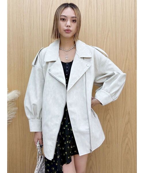 EVRIS（エヴリス）の「オーバーサイズライダースジャケット（ライダースジャケット・レディース・ホワイト/ブラック・FREE）」の19枚目の写真