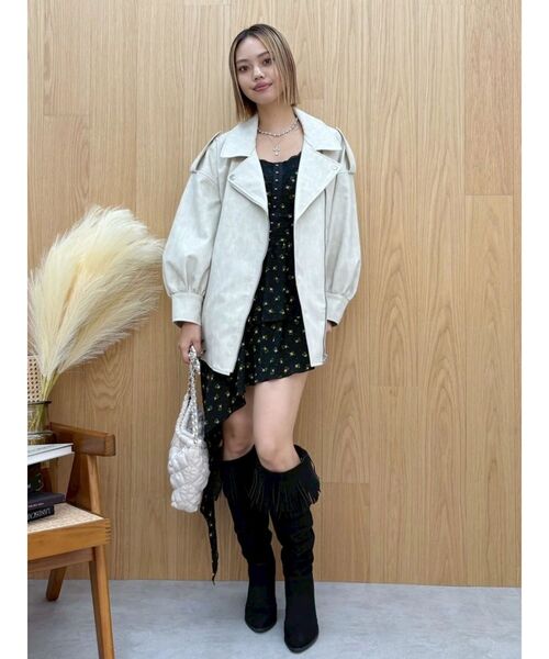 EVRIS（エヴリス）の「オーバーサイズライダースジャケット（ライダースジャケット・レディース・ホワイト/ブラック・FREE）」の14枚目の写真