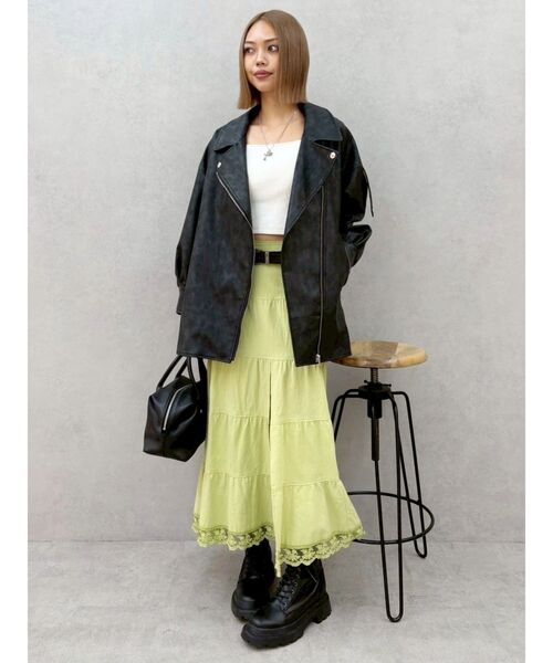 EVRIS（エヴリス）の「オーバーサイズライダースジャケット（ライダースジャケット・レディース・ホワイト/ブラック・FREE）」の10枚目の写真