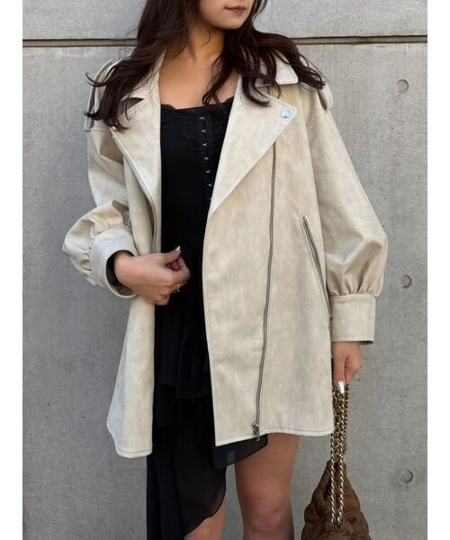 EVRIS（エヴリス）の「オーバーサイズライダースジャケット（ライダースジャケット・レディース・ホワイト/ブラック・FREE）」の11枚目の写真