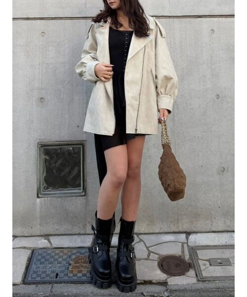 EVRIS（エヴリス）の「オーバーサイズライダースジャケット（ライダースジャケット・レディース・ホワイト/ブラック・FREE）」の12枚目の写真