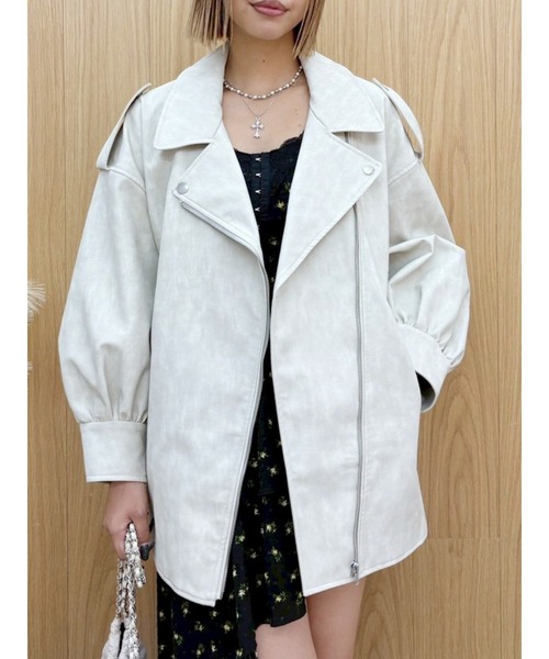 EVRIS ライダースムートーンジャケット フェイクムートンライダース