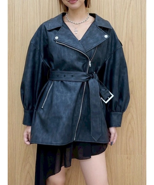 EVRIS（エヴリス）の「オーバーサイズライダースジャケット（ライダースジャケット・レディース・ホワイト/ブラック・FREE）」の18枚目の写真