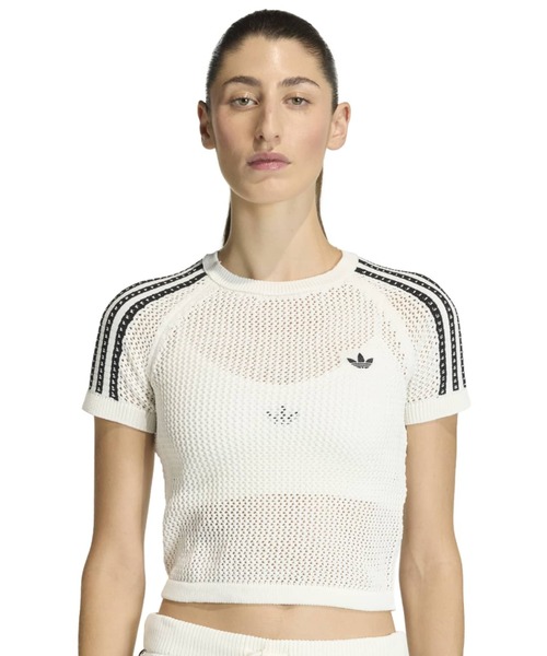 【公式 新品】 アディダス　ニット クロシェ カリ ティー　ホワイト adidas KNITTED CROCHET CALI TEE / アディダス ニット クロッシュ