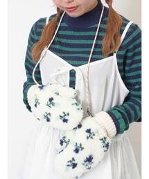 Samansa Mos2 | ボア花柄ミトン(手袋)