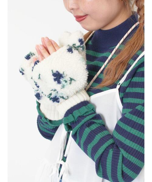 Samansa Mos2(サマンサ モスモス)の「ボア花柄ミトン(手袋・レディース・キャメル/オフホワイト・F)」の8枚目の写真