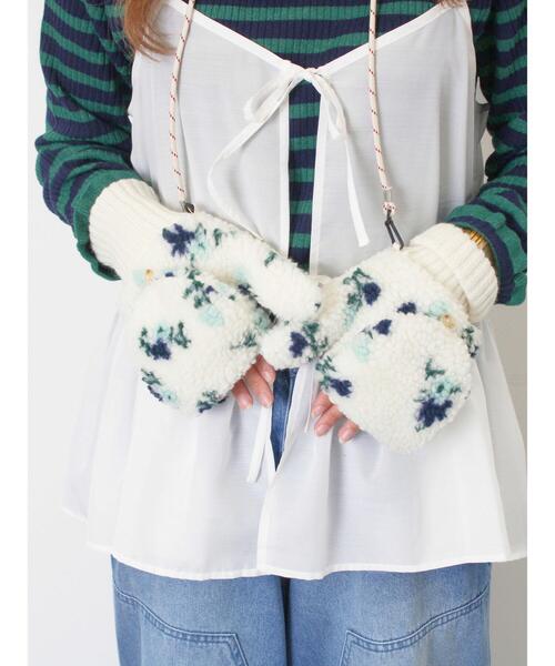 Samansa Mos2(サマンサ モスモス)の「ボア花柄ミトン(手袋・レディース・キャメル/オフホワイト・F)」の9枚目の写真