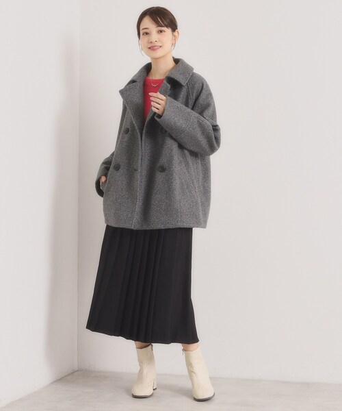 ITS'DEMO（イッツデモ）の「ブークレーダブルコート（ピーコート・レディース・チャコールグレー/アイボリー・00）」の9枚目の写真