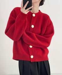 やわらかな雰囲気で大人っぽさを演出♪ シンプルボタンニットカーディガン