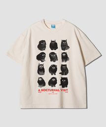 GRANFINNY（グランフィニ）の「ナイトキャットクラブ オーバーサイズ 半袖Tシャツ-ナチュラルコットン（Tシャツ/カットソー）」