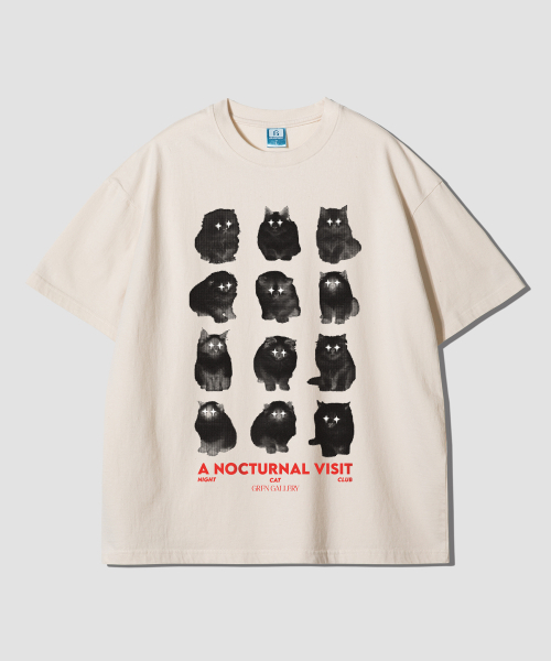GRANFINNY(グランフィニ)の「ナイトキャットクラブ オーバーサイズ 半袖Tシャツ-ナチュラルコットン(Tシャツ/カットソー・レディース・その他・LARGE/X-LARGE)」の1枚目の写真