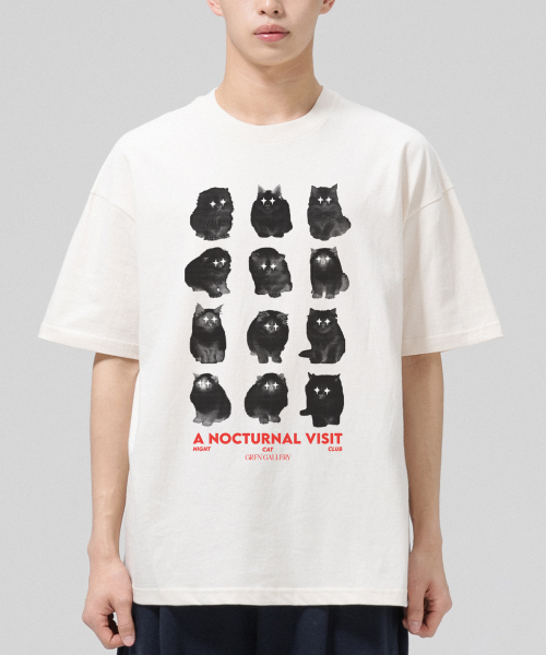 GRANFINNY(グランフィニ)の「ナイトキャットクラブ オーバーサイズ 半袖Tシャツ-ナチュラルコットン(Tシャツ/カットソー・レディース・その他・LARGE/X-LARGE)」の2枚目の写真