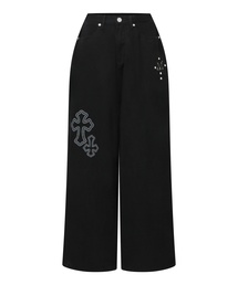 ハッスルクロスリベットバルーンフィットデニムパンツ