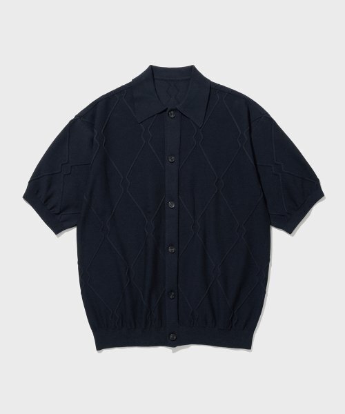 LOGO PATTERN HALF CARDIGAN (NAVY)