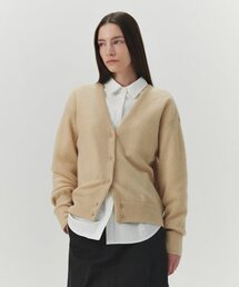 Plain Mohair V-neck Cardigan - Biscuit Beige