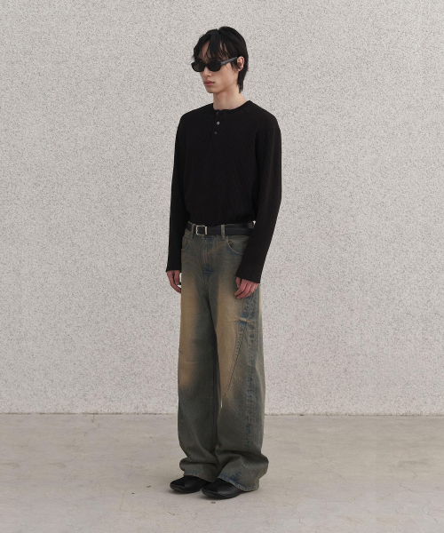 SENTAIR(センテア)の「ウォッシュドダートワイドデニムパンツ_D2(デニムパンツ・メンズ・その他・46/48)」の8枚目の写真