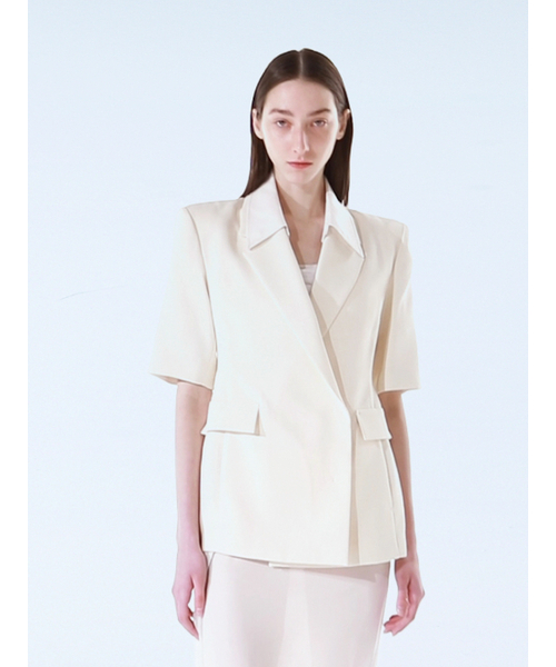 THE BALLON(ザバロン)の「LINEN HALF SLEEVE JACKET - IVORY(テーラードジャケット・レディース・アイボリー・MEDIUM/SMALL)」の1枚目の写真