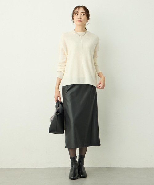 A/C DESIGN BY ALPHA CUBIC(エーシーデザインバイアルファキュービック)の「ウールカシミヤニットプルオーバー(ニット/セーター・レディース・ピンク/グリーン/オフホワイト・M/L)」の9枚目の写真