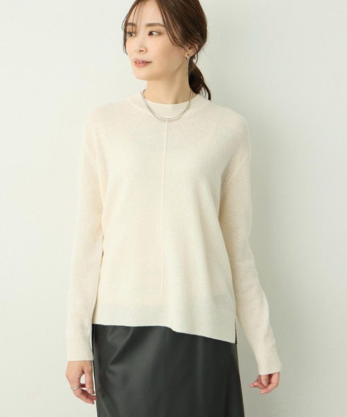 A/C DESIGN BY ALPHA CUBIC(エーシーデザインバイアルファキュービック)の「ウールカシミヤニットプルオーバー(ニット/セーター・レディース・ピンク/グリーン/オフホワイト・M/L)」の1枚目の写真