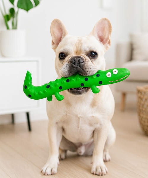 NOLITA LABORATORY（ノリータラボラトリー）の「【 NOLITA / ノリータ 】天然ゴム 犬用おもちゃ ワニ型ロングトイ 噛む 投げる 遊ぶ 犬用トイ 小型犬&中型犬向け（ペット用おもちゃ・レディース・ピンク/グリーン・FREE）」の4枚目の写真