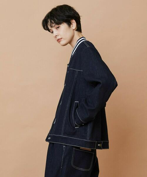 FRAPBOIS（フラボア）の「ムーブデニム ジャケット（デニムジャケット・レディース・ネイビー/サックスブルー・1/2）」の16枚目の写真