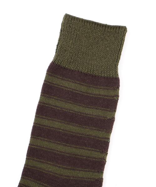 MHL.(エムエイチエル)の「NARROW STRIPE COTTON SOCKS(ソックス/靴下・レディース・カーキ/ブラック・FREE)」の11枚目の写真