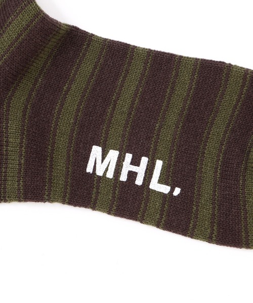 MHL.（エムエイチエル）の「NARROW STRIPE COTTON SOCKS（ソックス/靴下・レディース・カーキ/ブラック・FREE）」の6枚目の写真