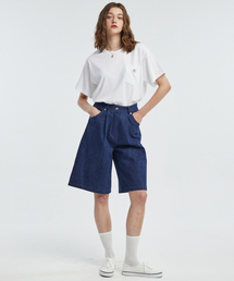 バミューダジーンズショートパンツ [ジーンズブルー]